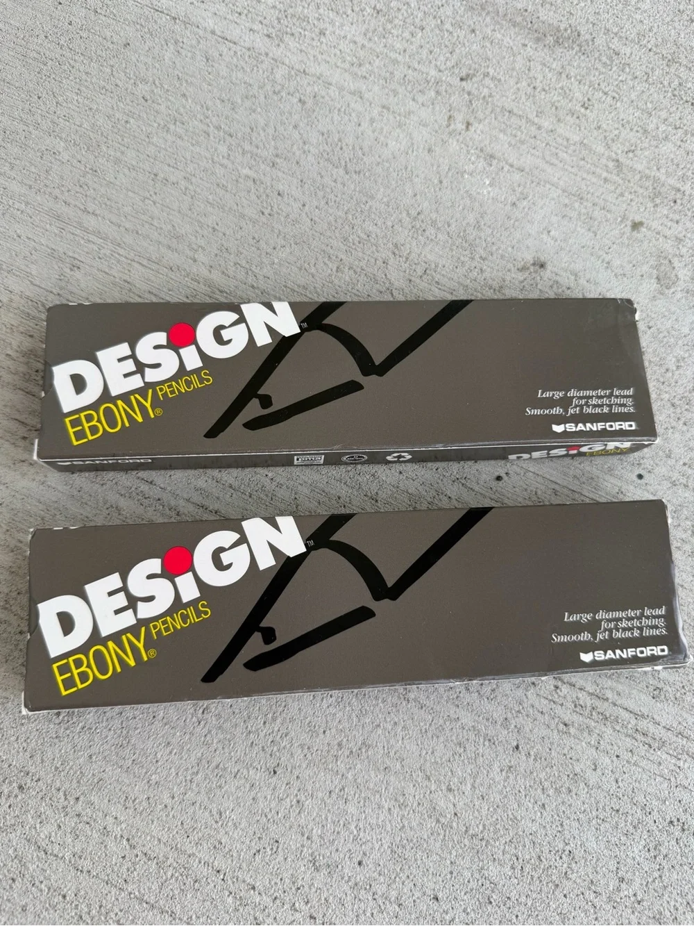 Vintage Sanford Design Ebony Pencils No. 14420 Jet Black Extra Smooth Sketching